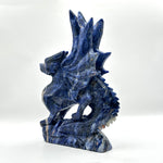 Hand-Carved Blue Sodalite Dragon Sculpture with Wings - RAN537