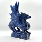 Hand-Carved Blue Sodalite Dragon Sculpture with Wings - RAN537