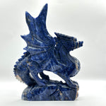 Hand-Carved Blue Sodalite Dragon Sculpture with Wings - RAN537