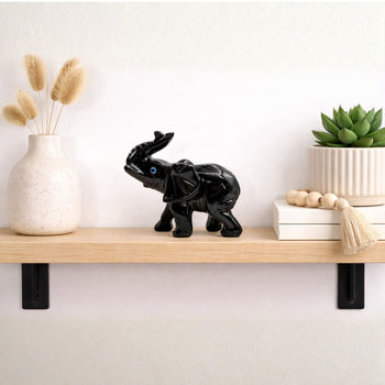 Black Onyx Elephant Figurine - RAN577