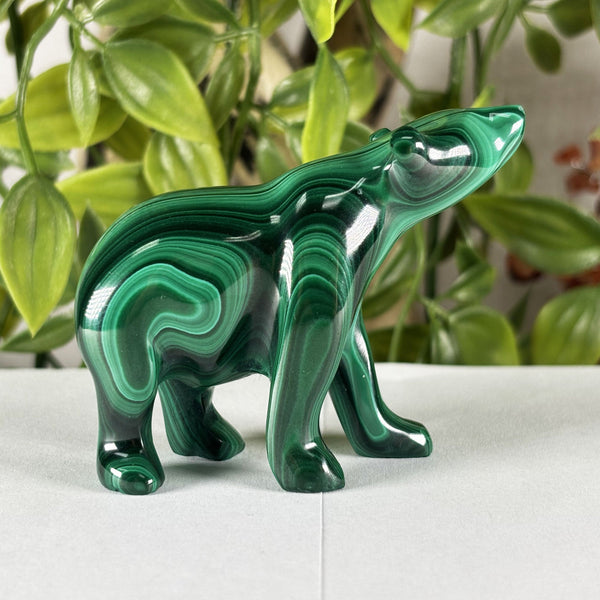 Malachite Gemstone Bear Figurine - Gem Avenue Retail