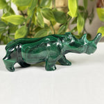 Malachite Gemstone Rhino Figurine - RAN582