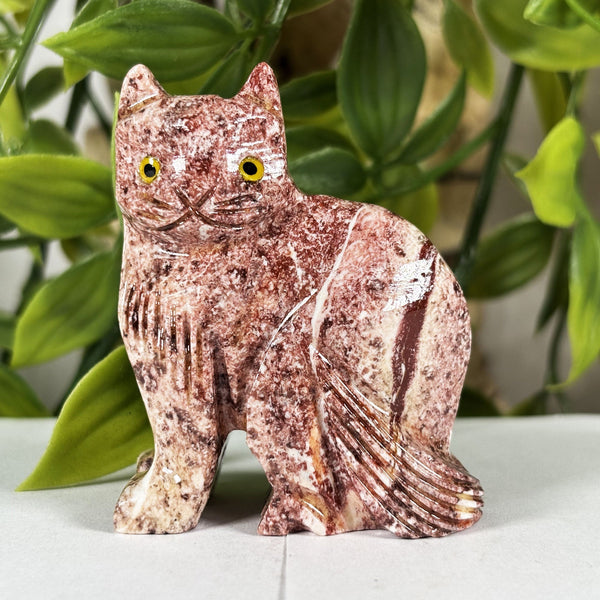 Soapstone Cat Gemstone Figurine - RAN594