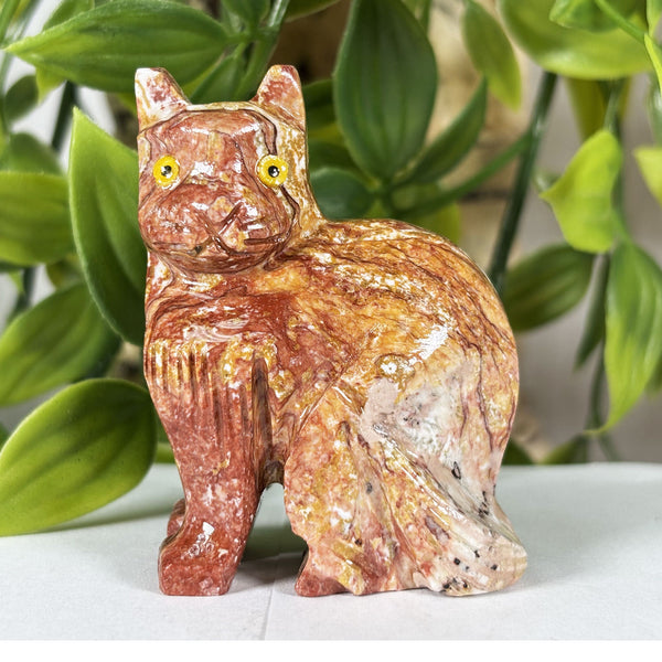 Soapstone Cat Gemstone Figurine - RAN595