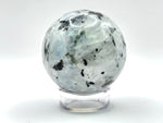 Rainbow Moonstone Sphere with Black Tourmaline Inclusions, Natural Healing Crystal Ball for Meditation, Energy Cleansing, & Home Decor - RBL338