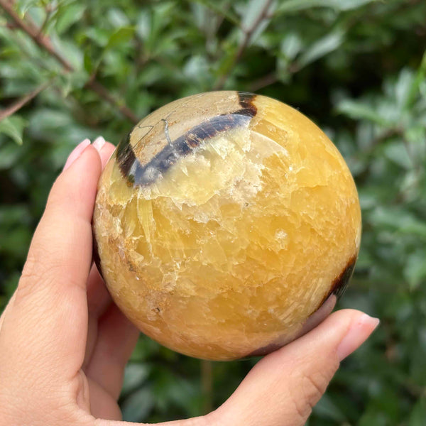 Natural polished Septarian sphere crystal a unique dragon stone decor piece for home, office, meditation, healing, and positive energy - RBL345