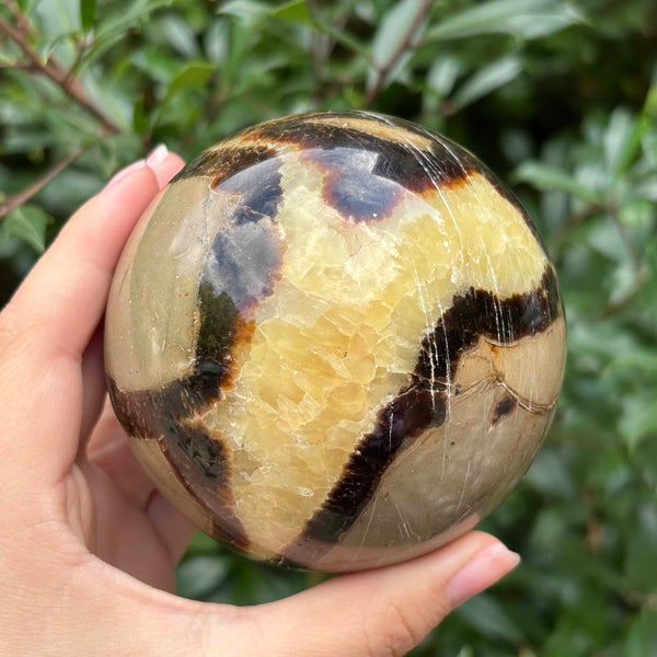 Natural polished Septarian sphere a dragon stone crystal for home decor, meditation, healing, and positive energy - RBL347