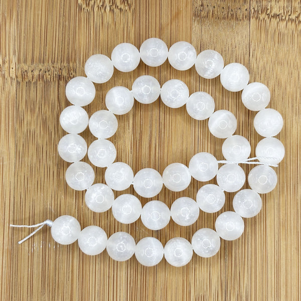 Selenite 10mm Round Bead Strand
