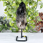 Natural Smoky Quartz Crystal Tower on Stand Polished Healing Stone Display Specimen