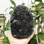 Natural Black Amethyst Crystal Geode Raw Cut Base Crystal Cluster for Healing, Meditation, Energy & Home Decor