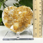 Natural Heat treated Citrine Heart Geode Raw Crystal Healing Stone for Love, Energy Work & Decorative Display - RGD805