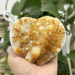 Natural Heat treated Citrine Heart Geode Raw Crystal Healing Stone for Love, Energy Work & Decorative Display - RGD805