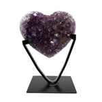 Natural Purple Amethyst Heart-Shaped Crystal Geode on Stand for Home Decor, Meditation & Healing - RGD823