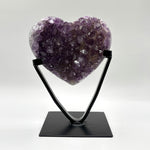 Natural Purple Amethyst Heart-Shaped Crystal Geode on Stand for Home Decor, Meditation & Healing - RGD823