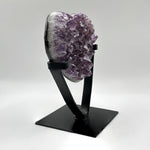 Natural Purple Amethyst Heart-Shaped Crystal Geode on Stand for Home Decor, Meditation & Healing - RGD823