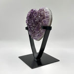 Natural Purple Amethyst Heart-Shaped Crystal Geode on Stand for Home Decor, Meditation & Healing - RGD823