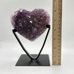 Natural Purple Amethyst Heart-Shaped Crystal Geode on Stand for Home Decor, Meditation & Healing - RGD823