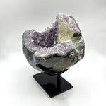 Natural Amethyst and Calcite Crystal Geode on Stand for Energy Healing, Meditation, Home Decor & Crystal Collection - RGD833