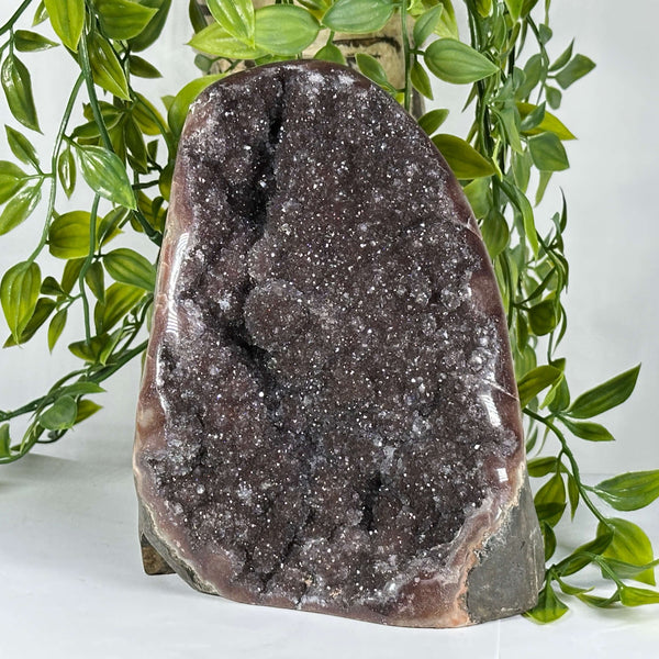 Natural Amethyst Druzy Geode Crystal Polished Edge Healing Stone from Brazil - RGD865