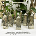 Natural Pyrite Crystal Obelisk Tower Polished Gemstone Point Decor