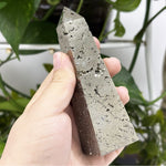 Natural Pyrite Crystal Obelisk Tower Polished Gemstone Point Decor