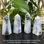 Gray Plume Agate Gemstone Tower - RPO474