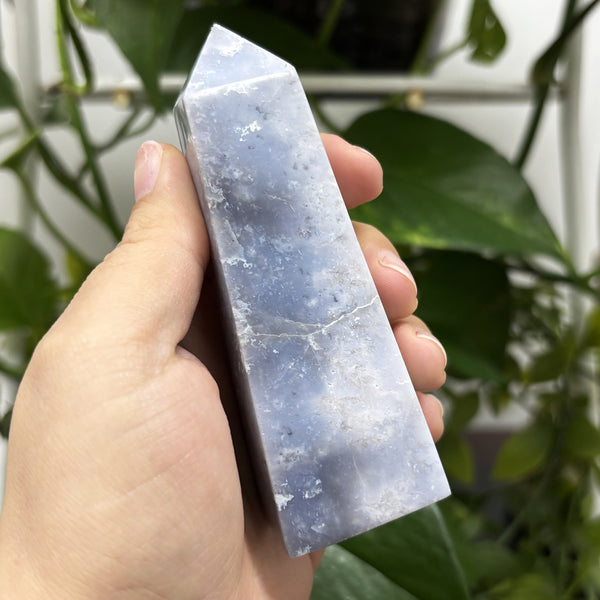Gray Plume Agate Gemstone Tower - RPO474