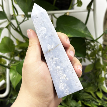 Gray Plume Agate Gemstone Tower - RPO475
