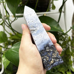 Gray Plume Agate Gemstone Tower - RPO475