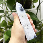 Gray Plume Agate Gemstone Tower - RPO475