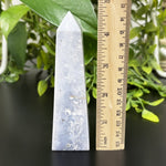 Gray Plume Agate Gemstone Tower - RPO475
