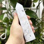 Gray Plume Agate Gemstone Tower - RPO476