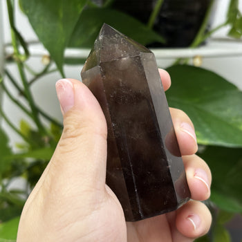 Natural Smoky Quartz Crystal Obelisk Tower Point Grounding Healing Stone for Meditation, Protection, and Energy Cleansing