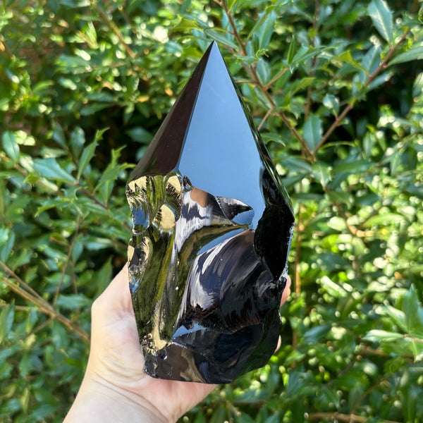 Natural Black Obsidian Crystal Tower Point Powerful Healing Stone for Meditation& Home Decor - RPO508