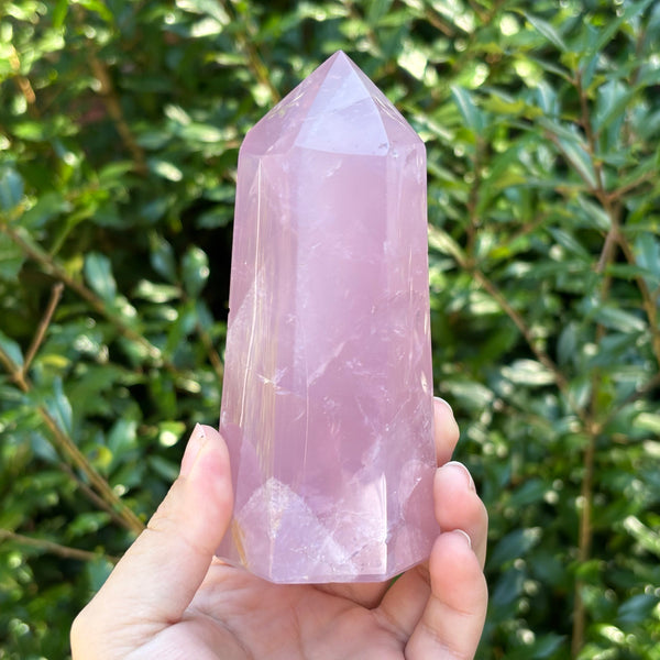 Natural Polished Rose Quartz Crystal Tower Point Meditation & Home Decor Perfect for Crystal Collectors & Wellness Practices - RPO510