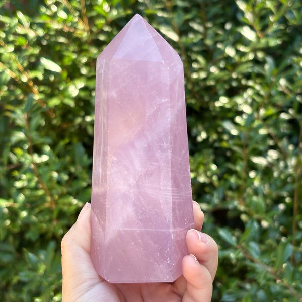 Natural Polished Rose Quartz Crystal Tower Points Powerful Healing Stones for Love,Meditation & Home Decor Ideal for Crystal Collectors & Wellness Practices - RPO511