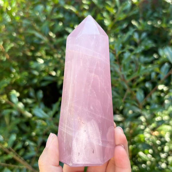 Natural Polished Rose Quartz Crystal Tower Point Healing Stone for Love, Energy, Meditation & Home Decor Ideal for Crystal Collectors - RPO512