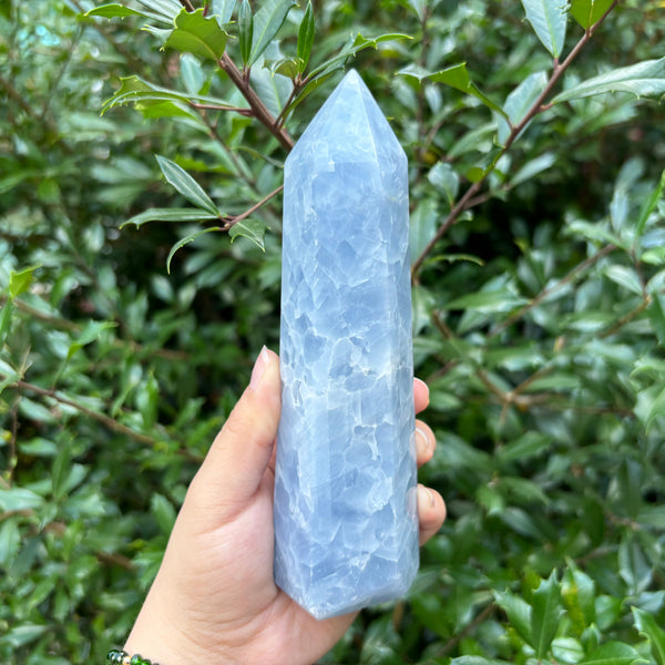 Natural Celestite Crystal Tower Point Polished Stone for Collectors, Healing, Meditation, Energy Balancing, and Decorative Home Display - RPO516