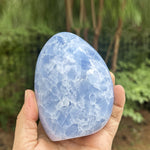 4.5 Inches Natural Self-Standing Polished Blue Celestite Freeform from Madagascar Calming Crystal for Healing & Display