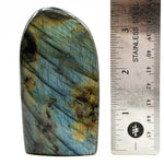 Natural Labradorite Freeform Crystal from Madagascar, Blue Green Flash, 3.5 Inches