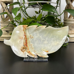 Natural Green Onyx Leaf Plate Hand-Carved Decorative Stone Dish for Home, Kitchen & Gift Use  RSH298