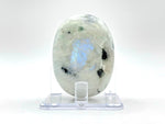 Rainbow Moonstone Palm Stone with Black Tourmaline Inclusions Natural Crystal Polished Healing Gemstone