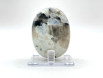 Rainbow Moonstone Palm Stone with Black Tourmaline Inclusions Natural Crystal Polished Healing Gemstone