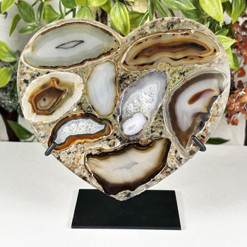 Natural Agate Mosaic Heart - Gem Avenue Retail