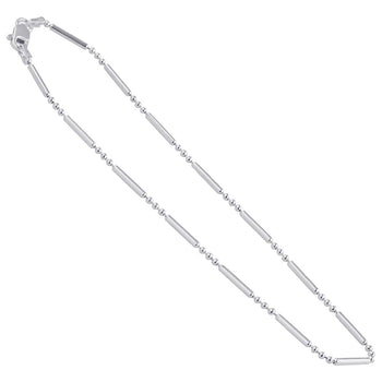 Beads and Rods Italian 925 Sterling Silver Chain Necklace - Gem Avenue