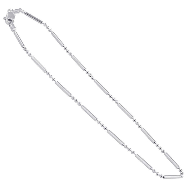 Beads and Rods Italian 925 Sterling Silver Chain Necklace - Gem Avenue