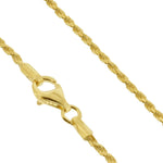 14k Gold Over 925 Sterling Silver 1.5mm Vermeil Rope Chain Necklace