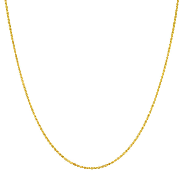 14k Gold over Sterling Silver Vermeil Rope Chain Necklace - Gem Avenue