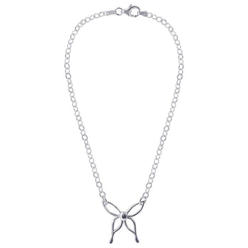 925 Sterling Silver Polished Finish Butterfly Pendant Chain Necklace - Gem Avenue