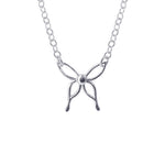 925 Sterling Silver Polished Finish Butterfly Pendant 16 Inch Chain Necklace